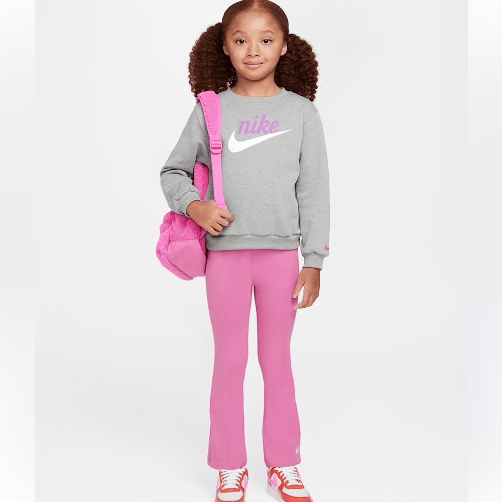 Nike Kids' New Impressions Crewneck Top & Flared Leggings Set Pink NWT